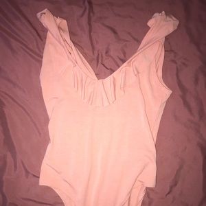 Peach bodysuit with flounce